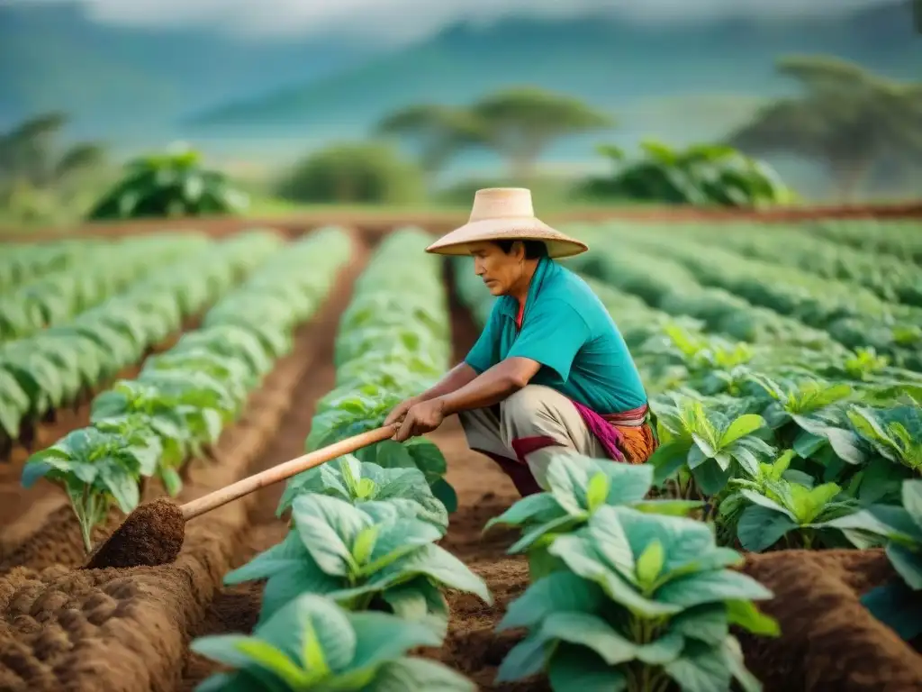 Un agricultor maya cuida con esmero campos de camote en Yucatán bajo el sol, resaltando prácticas ancestrales