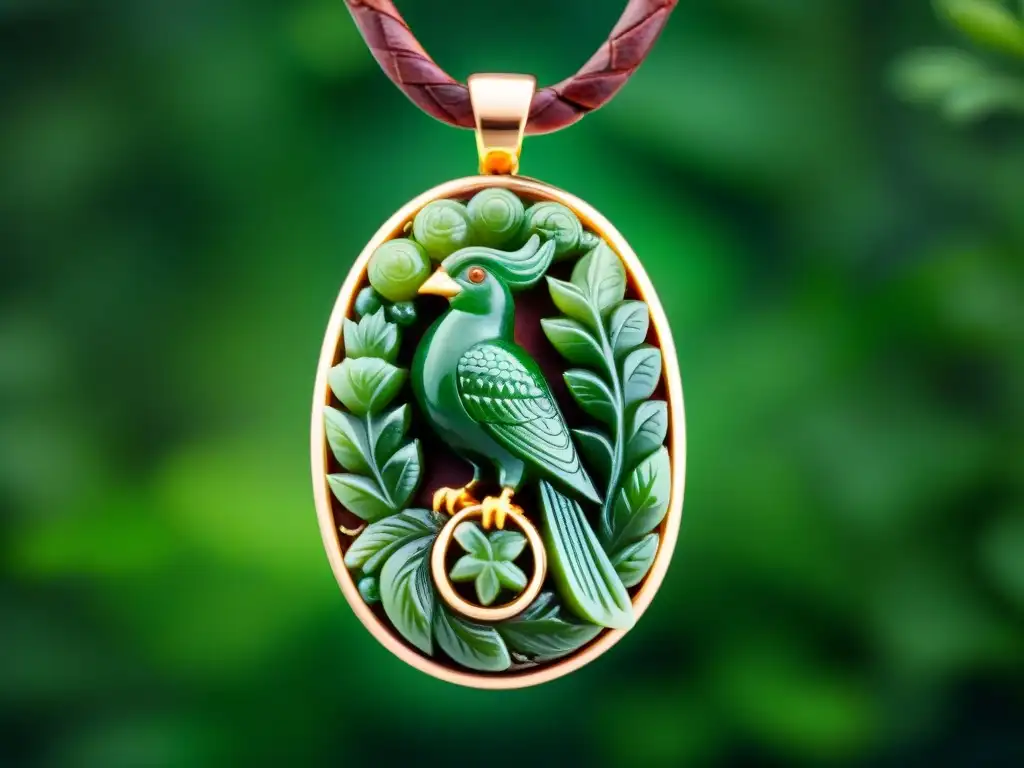 Una representación animal en joyería maya: colgante de jade esculpido con un quetzal en la exuberante selva