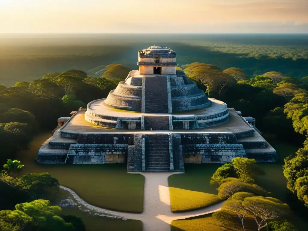 La antigua observatorio maya 'El Caracol' en Chichen Itza, Mexico, destacando su arquitectura precisa y alineación con fenómenos celestiales