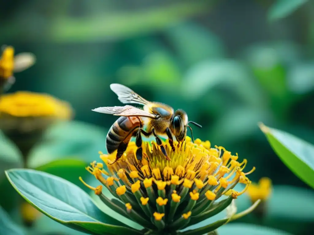 Apicultura ancestral: abejas mayas polinizan flores xunan kab amarillas en la selva