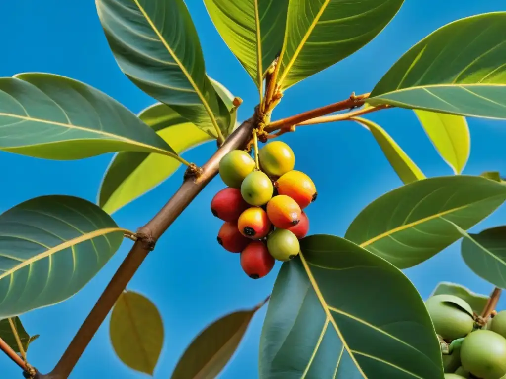 Un árbol de pan maya sostenible destaca con sus hojas y frutos, símbolo de la cultura y la naturaleza