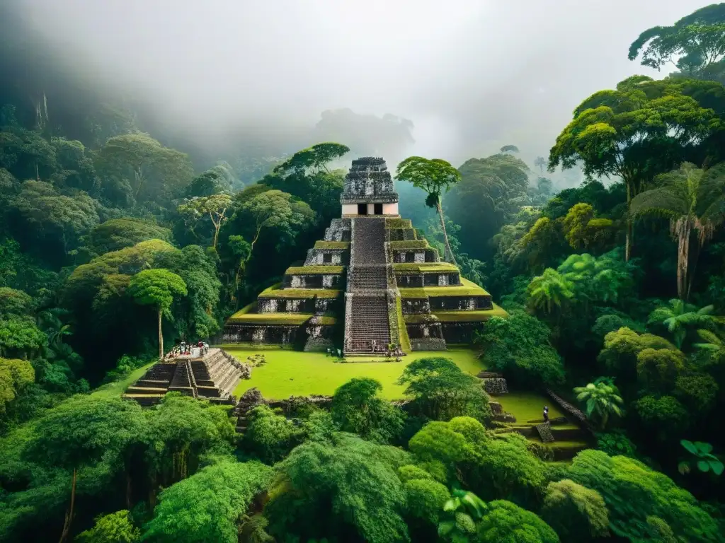 Arqueólogos descubriendo ciudades mayas ocultas en selva, entre ruinas y naturaleza exuberante