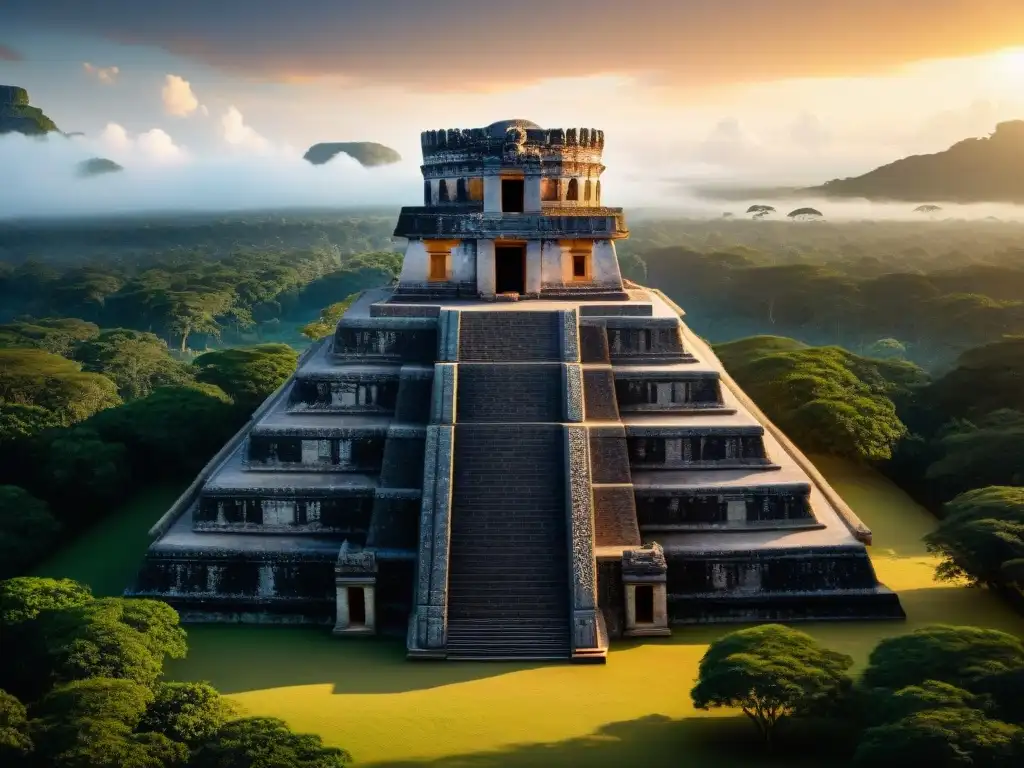 Arquitectura estelar de la civilización maya en observatorio celestial, destacando su precisión astronómica