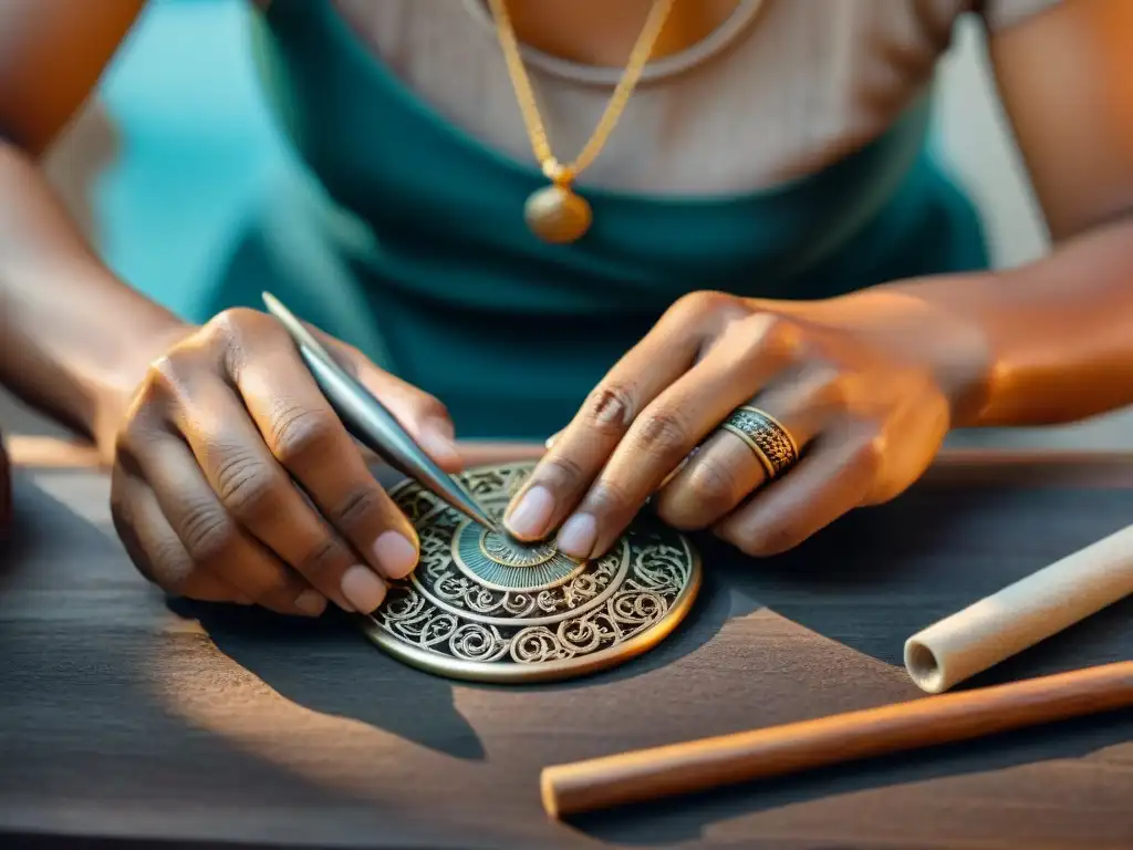 Artesano crea joyas inspiradas en cultura maya con meticulosidad en taller tradicional