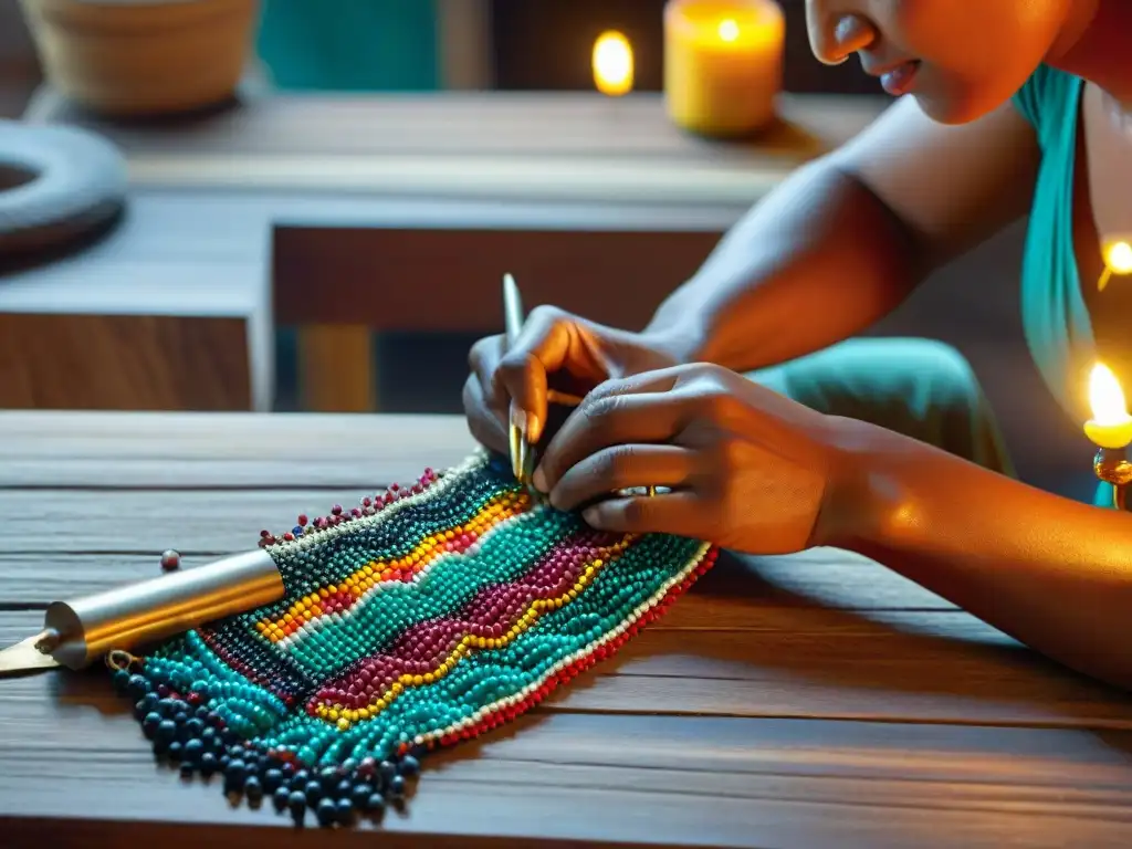 Un artesano hábil crea joyería Maya con técnicas antiguas en un ambiente moderno