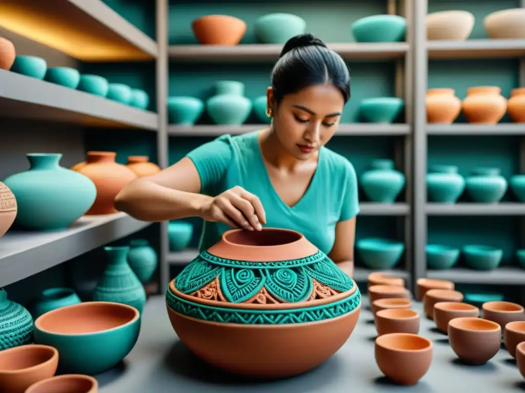 Artesano Maya moldea formas cerámicas con significado en vibrante taller