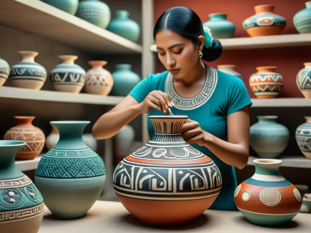 Un artesano maya crea una hermosa cerámica, fusionando belleza y funcionalidad en su arte ancestral