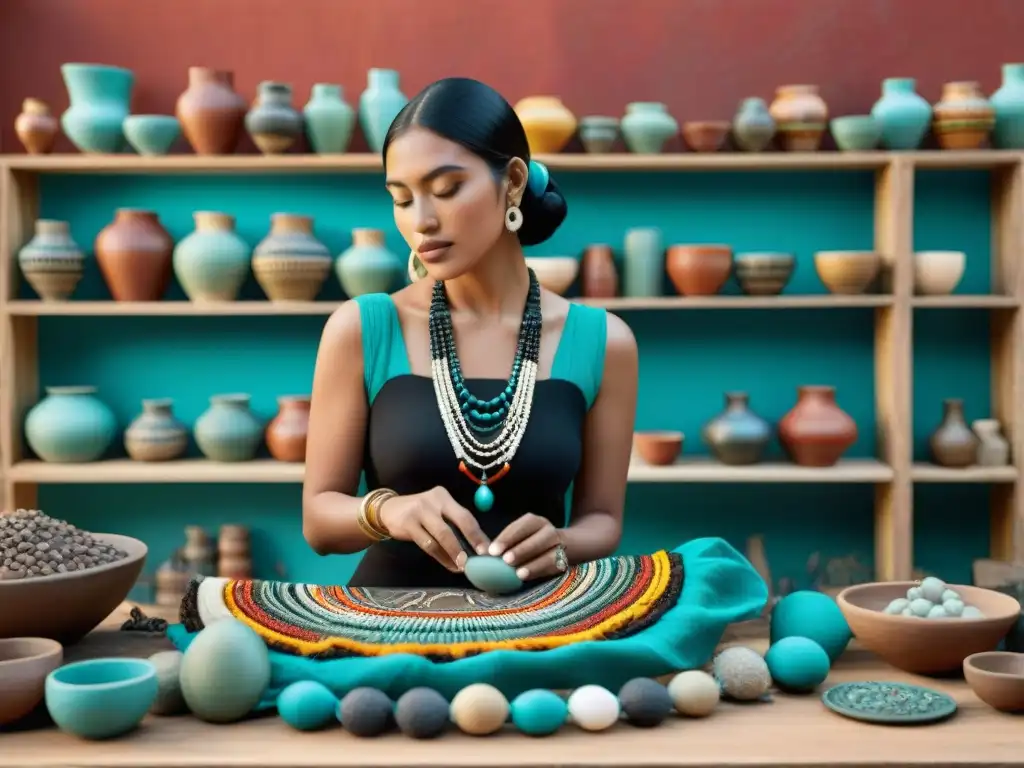 Un artesano maya crea joyería con materiales reciclados en un taller, destacando las prácticas de reciclaje mayas modernas