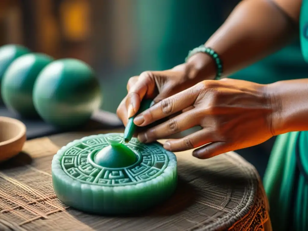 Artesano Maya crea ornamentos de jade, mostrando la destreza y significado cultural de la modificación corporal Maya