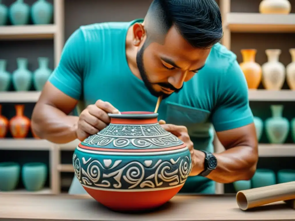 Un artesano moderno revive técnicas modernas cerámica maya inspiradas en vibrantes colores y patrones geométricos