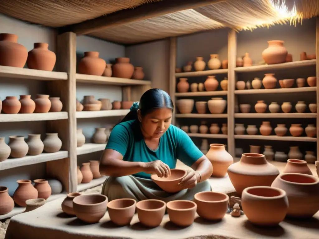 Artesanos mayas restauran cerámica antigua en taller tradicional