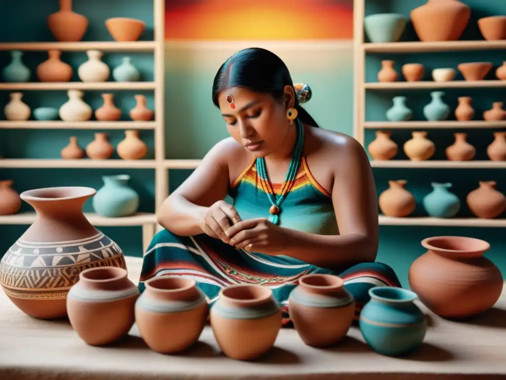 Artesanos mayas creando cerámica en talleres de creatividad, inmersos en tradición y cultura