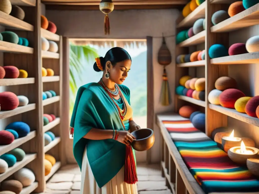 Artesanos mayas en Yucatán tallando textiles tradicionales