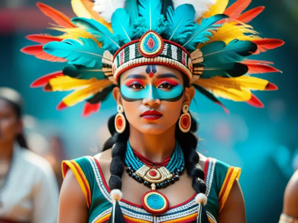 Un bailarín maya con atuendo tradicional y significado cultural en danzas rituales