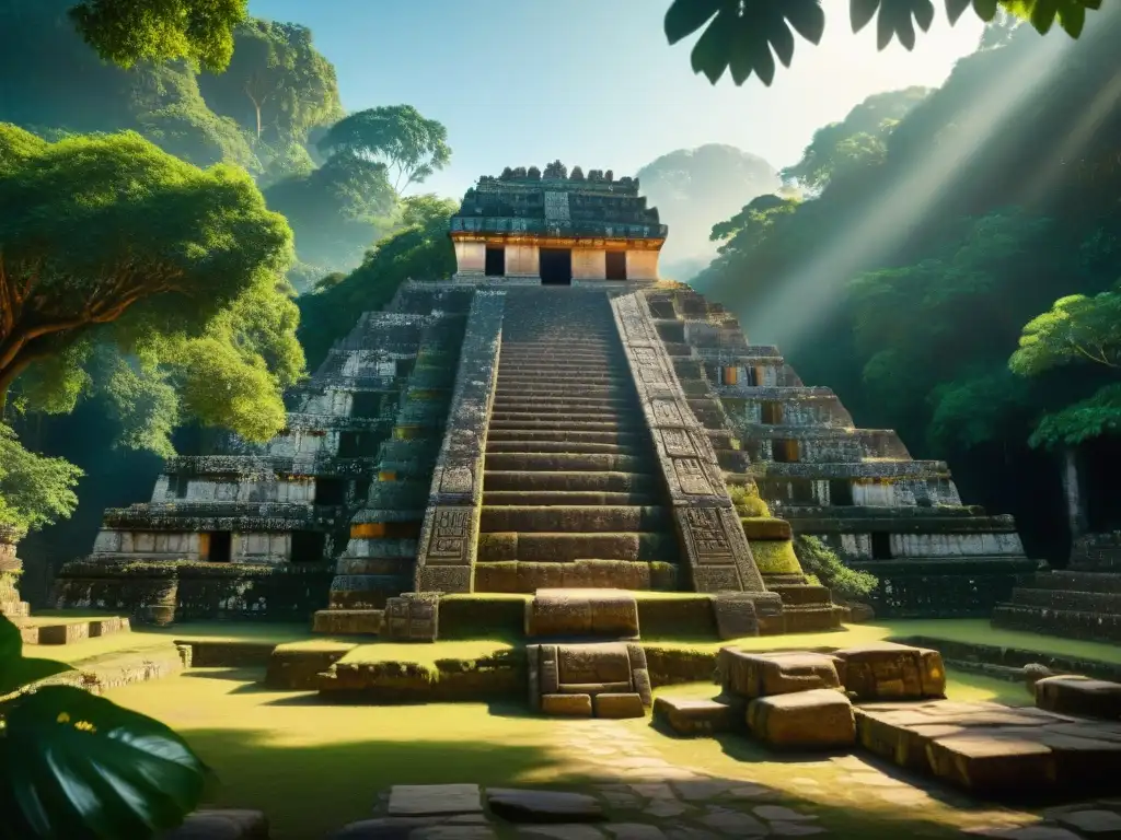 Ruinas Mayas en Yaxchilán: Detalles ancestrales en la selva Explora la belleza atemporal de Yaxchilán en 3D, con sus ruinas Mayas, detalles intrincados y entorno selvático iluminado
