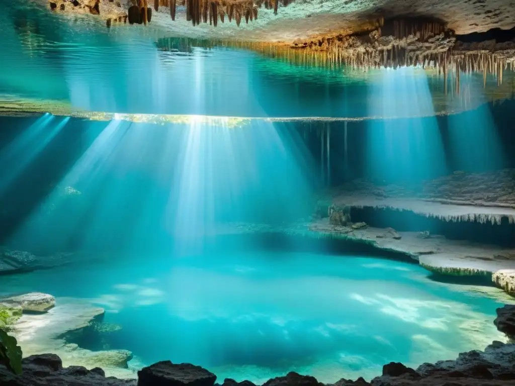 Explora la belleza de los cenotes sagrados de la civilización maya en esta imagen en alta resolución