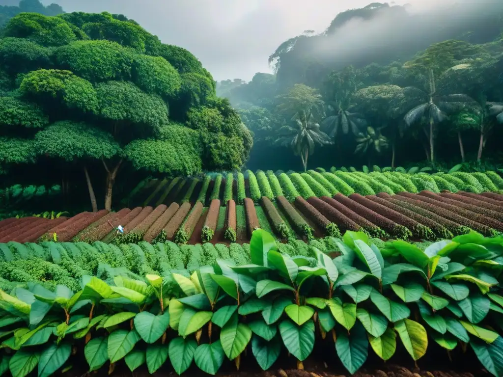 Plantación de cacao maya: vibrante vegetación, cosecha preciosa y conexión con la tierra y la salud del corazón