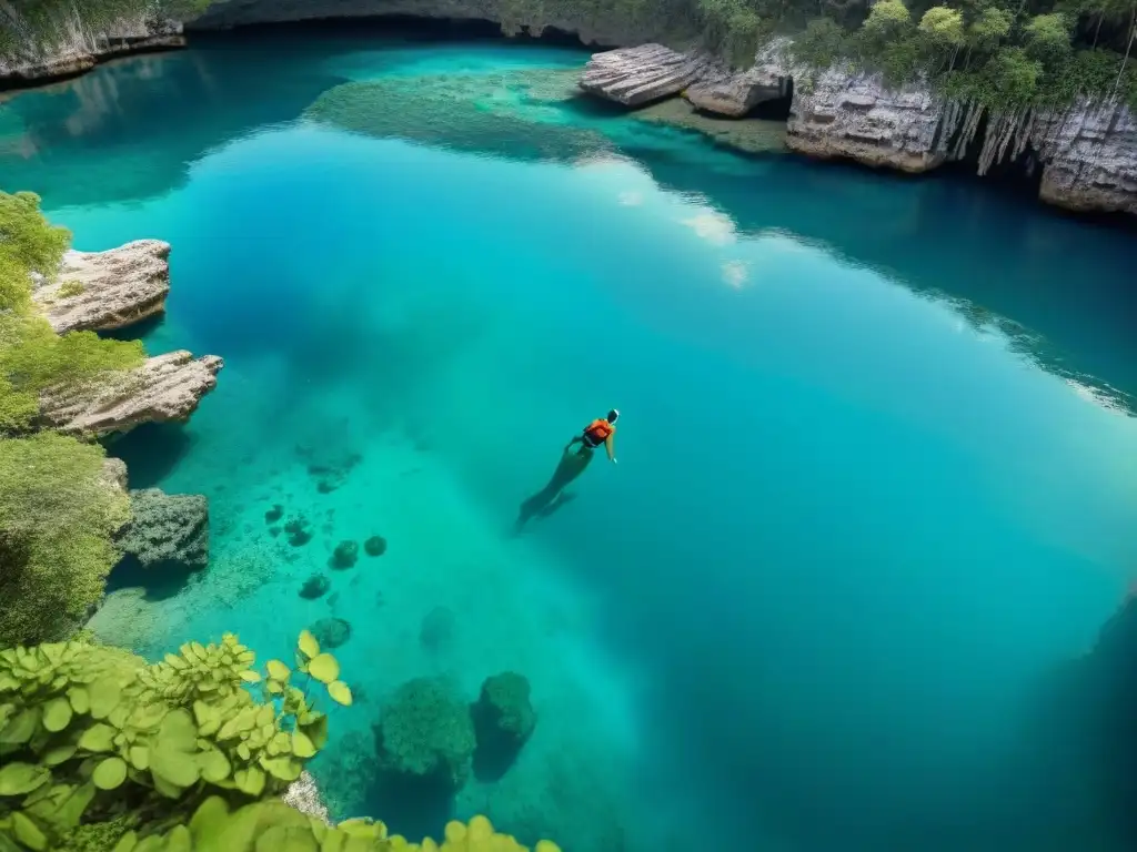 Un cenote mágico en la península de Yucatán, con vida acuática en cenotes mayas