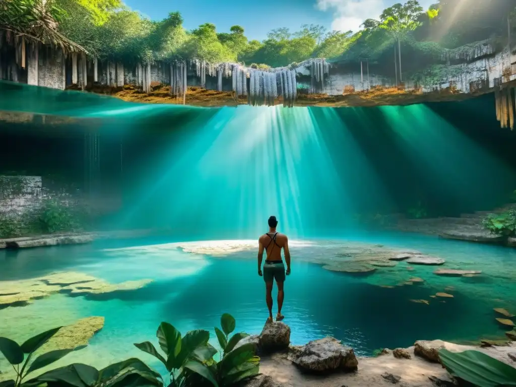 Un cenote sagrado en Chichén Itzá, reflejando la conexión espiritual de los mayas con la naturaleza y el cosmos