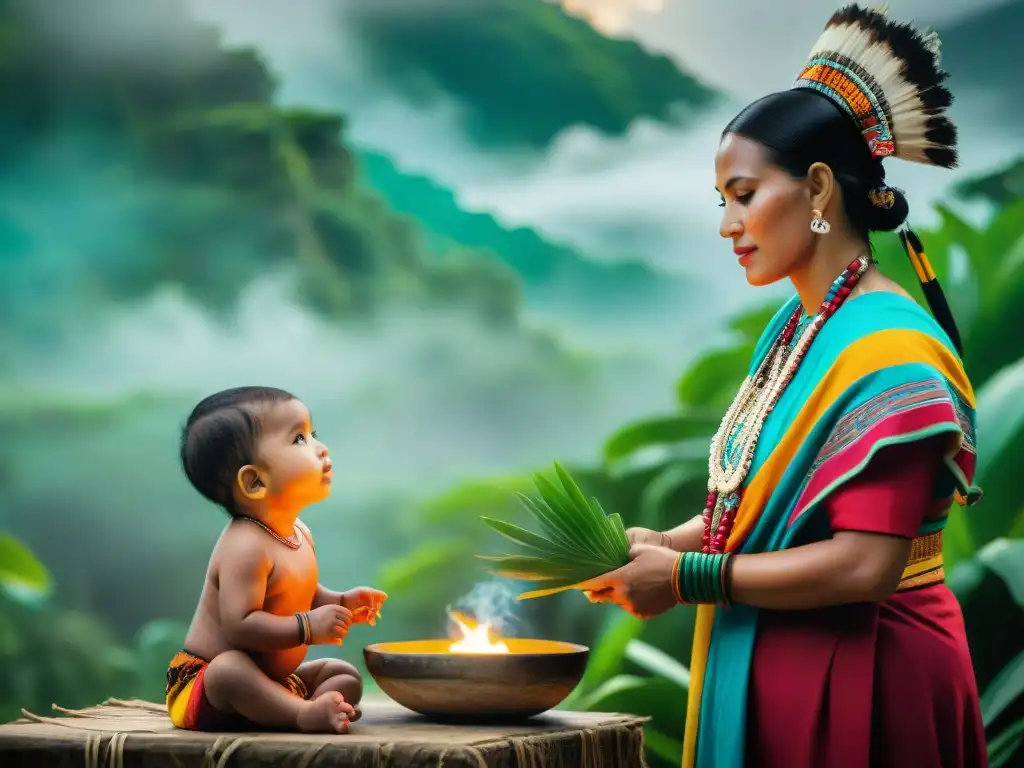 Ceremonia de Nombres Mayas: Tradición y Colorido en la Selva Ceremonia de Nombramiento en Maya: Un ritual ancestral lleno de color y tradición en una aldea maya