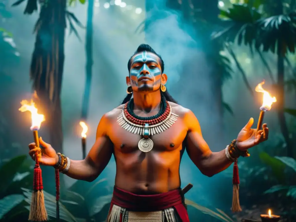 Un chamán maya invoca a sus ancestros en un místico ritual en la selva