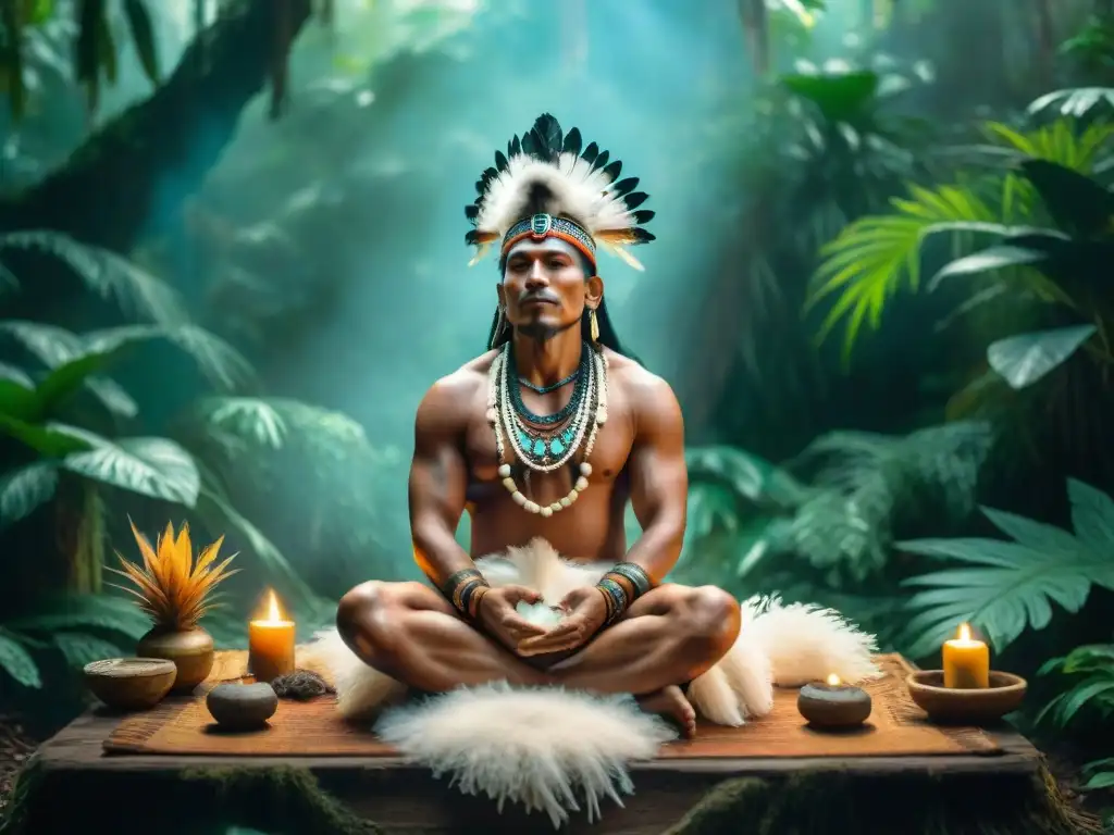 Un chamán maya en ceremonia de sanación en la selva
