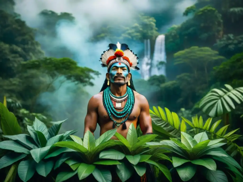 Un chamán maya realiza un ritual sagrado en la selva, resaltando la importancia de las plantas en la conservación de la cultura maya