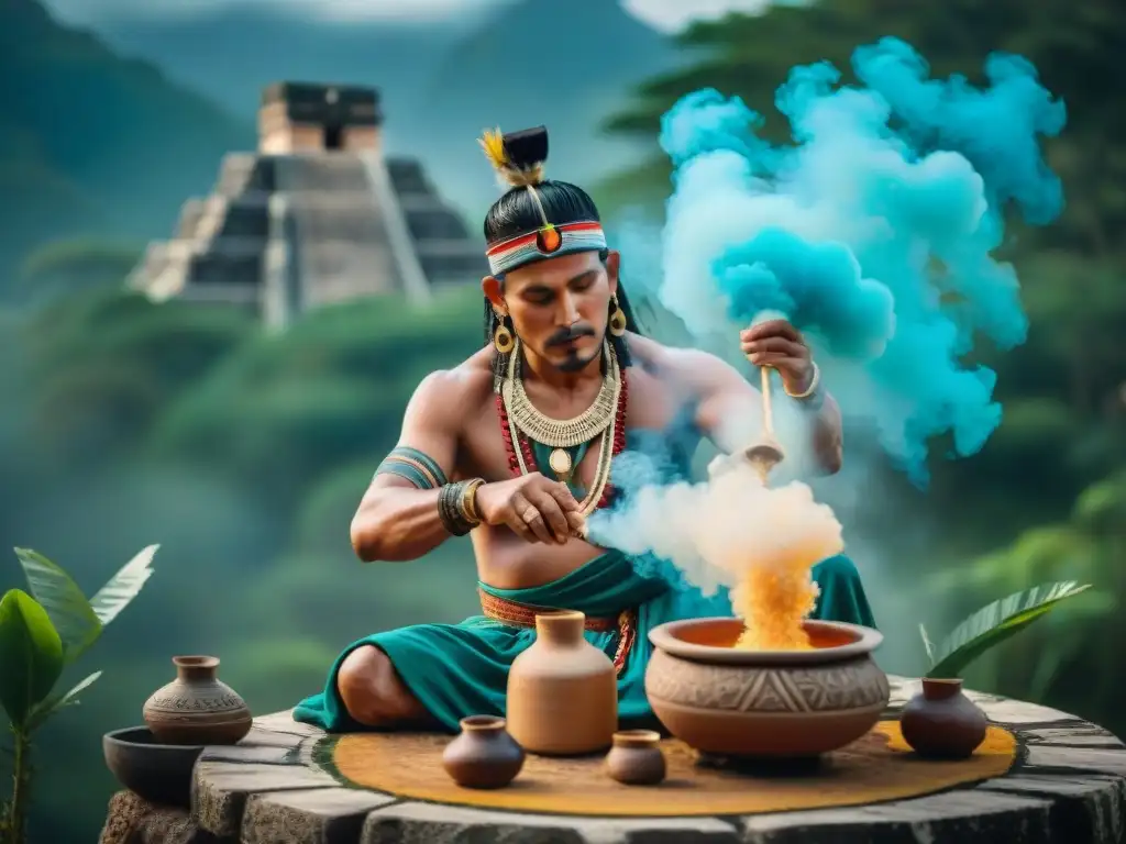 Un chamán maya realiza un ritual sagrado para preparar Xtabentún