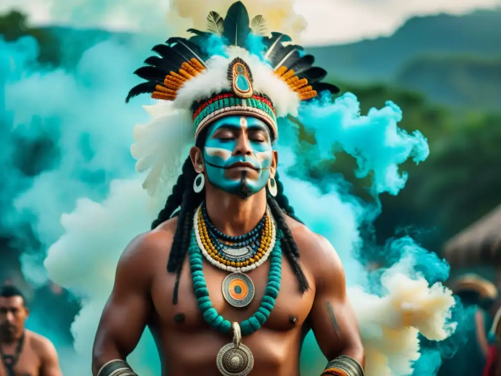 Un chamán maya realiza un ritual sagrado en Año Nuevo entre colores vibrantes y humo de copal