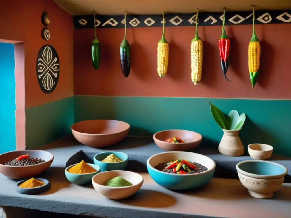 Una cocina Maya llena de vida y color, con sabores de Teotihuacán en cada rincón