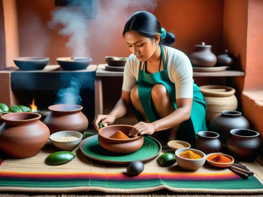 Una cocina maya tradicional con recetas tradicionales cocina maya siendo preparadas por una mujer maya experta