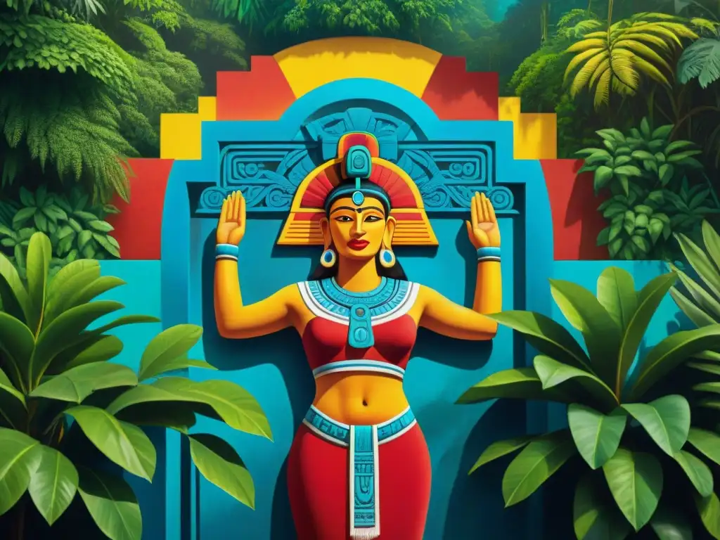 Interpretación de los colores murales mayas en la selva vibrante