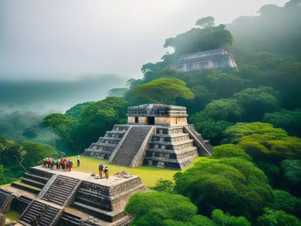 Conservacionistas preservando historia maya entre ruinas y vegetación exuberante