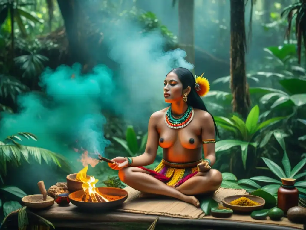 Un curandero maya realiza un ritual de sanación en la selva