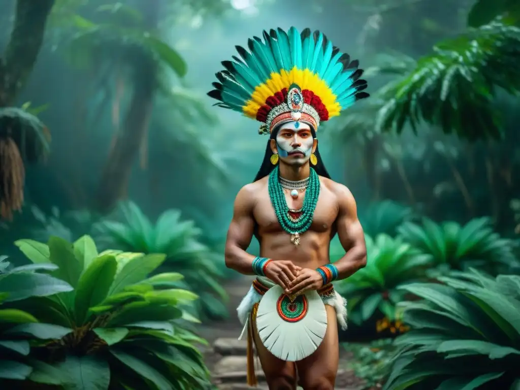 Una danza maya tradicional llena de significado en la selva verde, con trajes vibrantes y movimientos rituales