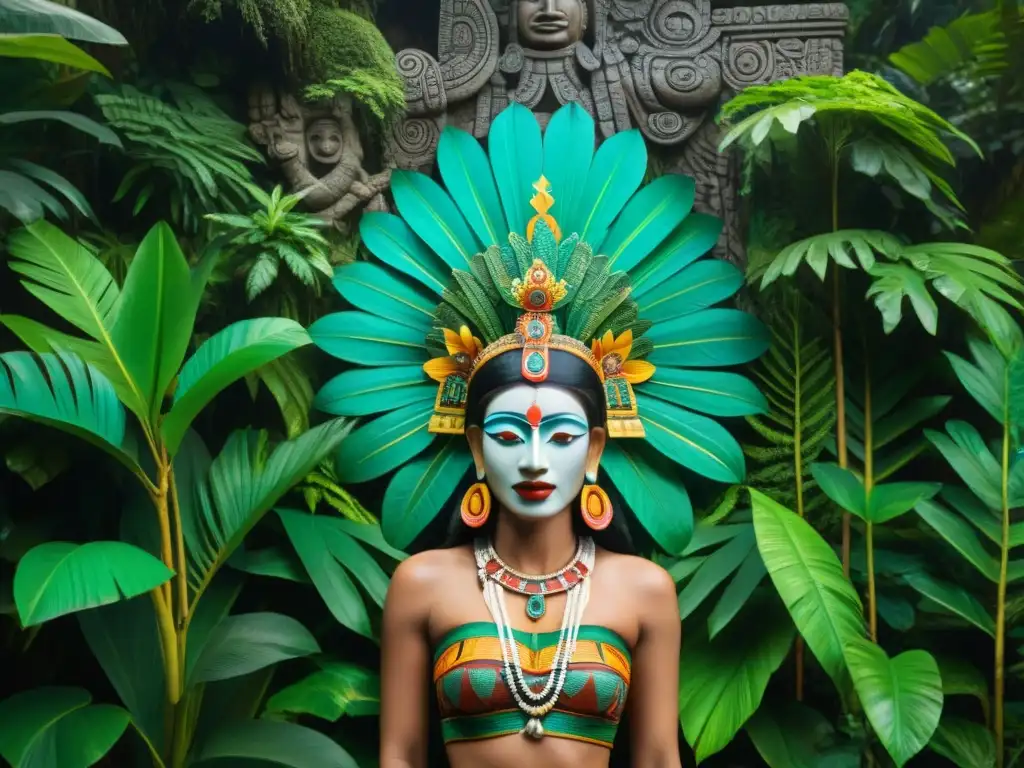 Deidades femeninas mayas exudan sabiduría ancestral entre exuberante selva