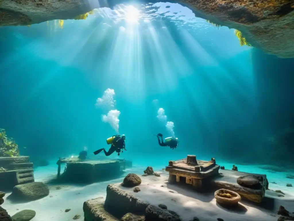 Descubrimiento de arqueología submarina de civilización maya en cenote