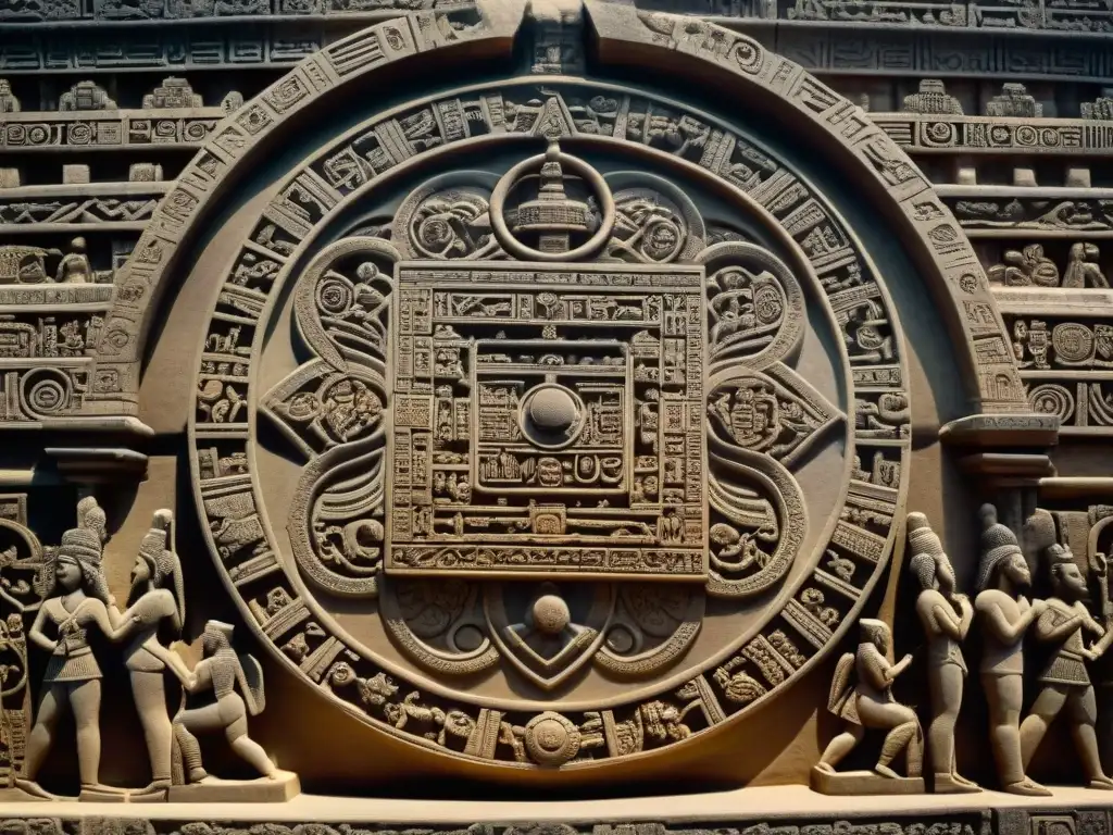 Detallada representación de calendario Venus en templo maya, resaltando significado astronómico edificaciones mayas