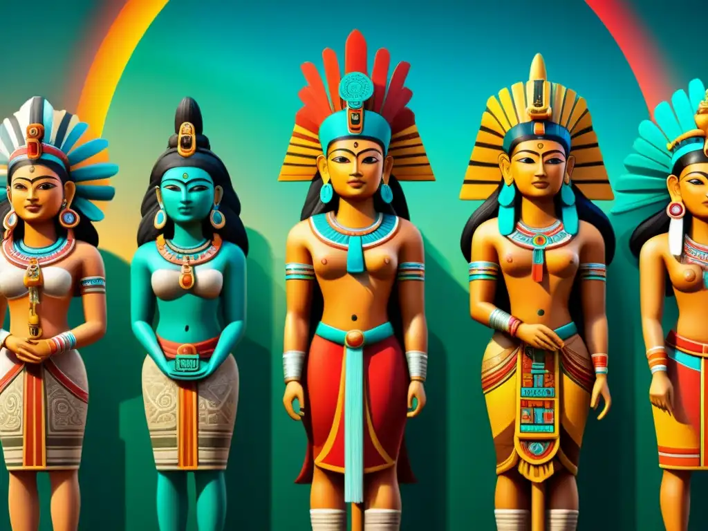 Detallada ilustración sobre la evolución de dioses mayas, fusionando creencias en el posclásico