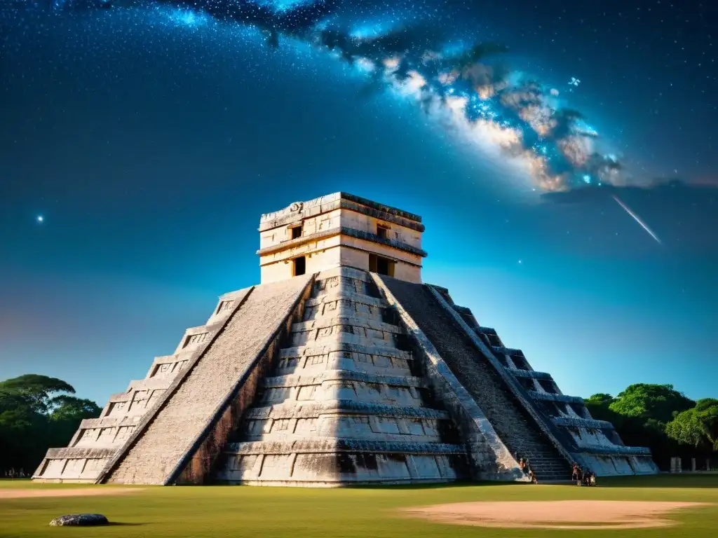 Detallada imagen del observatorio maya en Chichén Itzá, resaltando su astronomía y equilibrio celestial