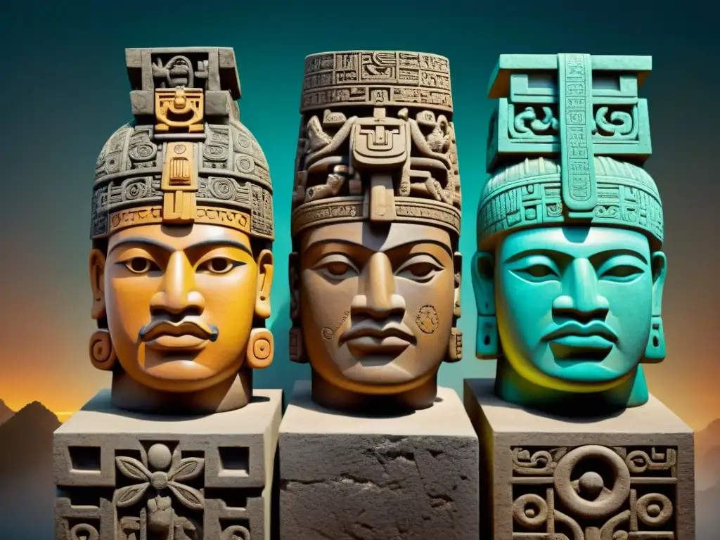 Comparación detallada de símbolos religiosos y esculturas Olmecas y Mayas, destacando influencia olmeca en mitología maya