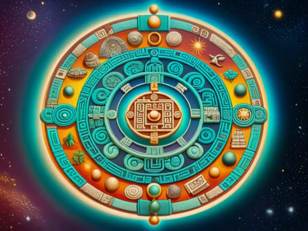 Detallado codex maya celeste, conectando pasado con 'Visión universo maya sostenibilidad'