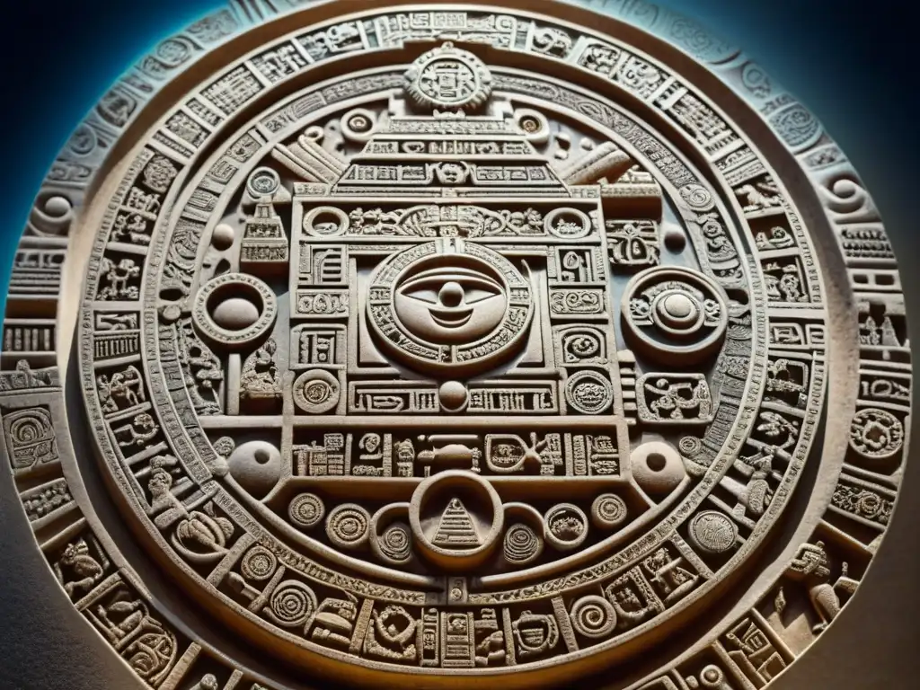 Detallado simbolismo astronómico maya cultura en tallado de piedra