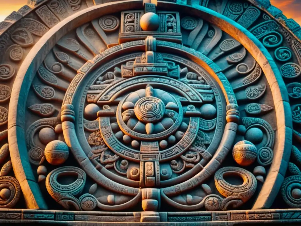 Detallado tallado en piedra de la astronomía en la cultura maya bajo el cielo estrellado de Chichen Itza