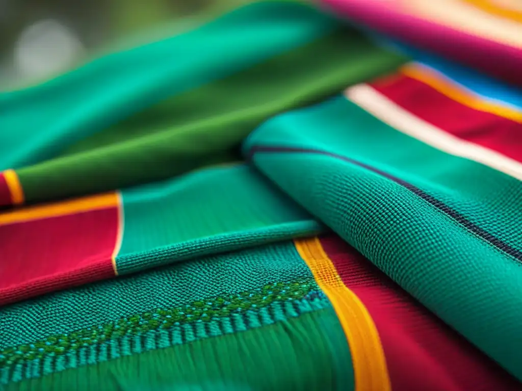 Detallado textil maya con motivos tradicionales como aves quetzal y formas geométricas