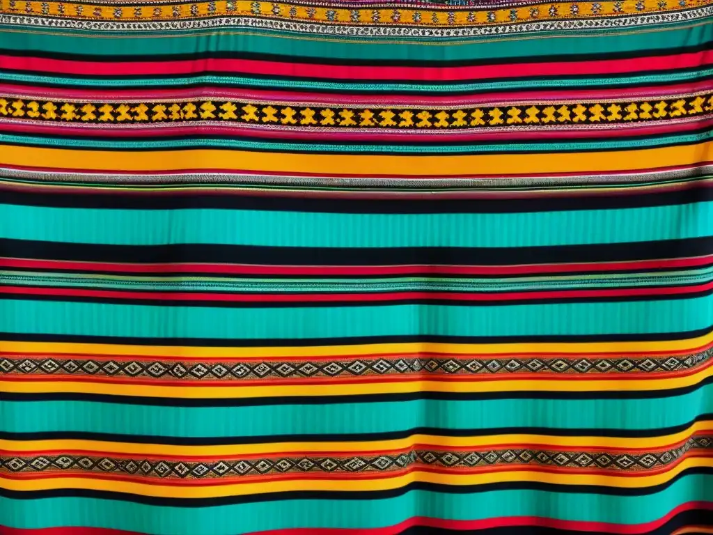 Detallado textil maya como patrimonio: patrones vibrantes y colores que muestran la artesanía tradicional