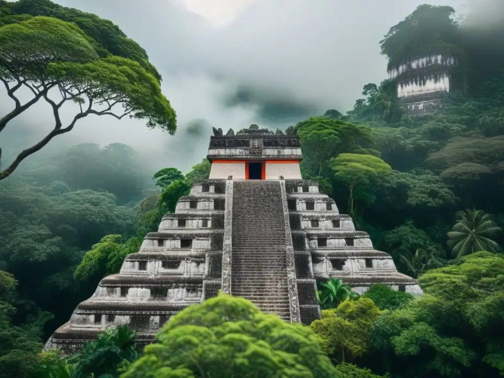 Detalle arquitectónico maya ecoamigable integrando piedra caliza, madera y paja en equilibrio con la exuberante selva