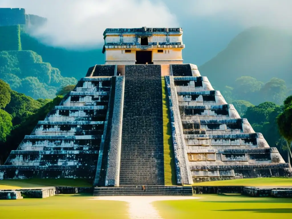 Detalle de la arquitectura Maya Sustentable en el Templo de Kukulcán en Chichen Itzá