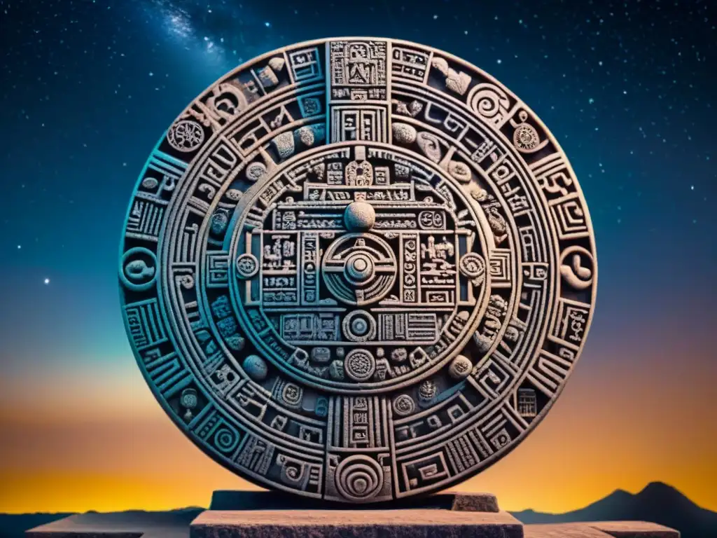 Detalle del calendario maya con conexiones astronómicas entre mayas