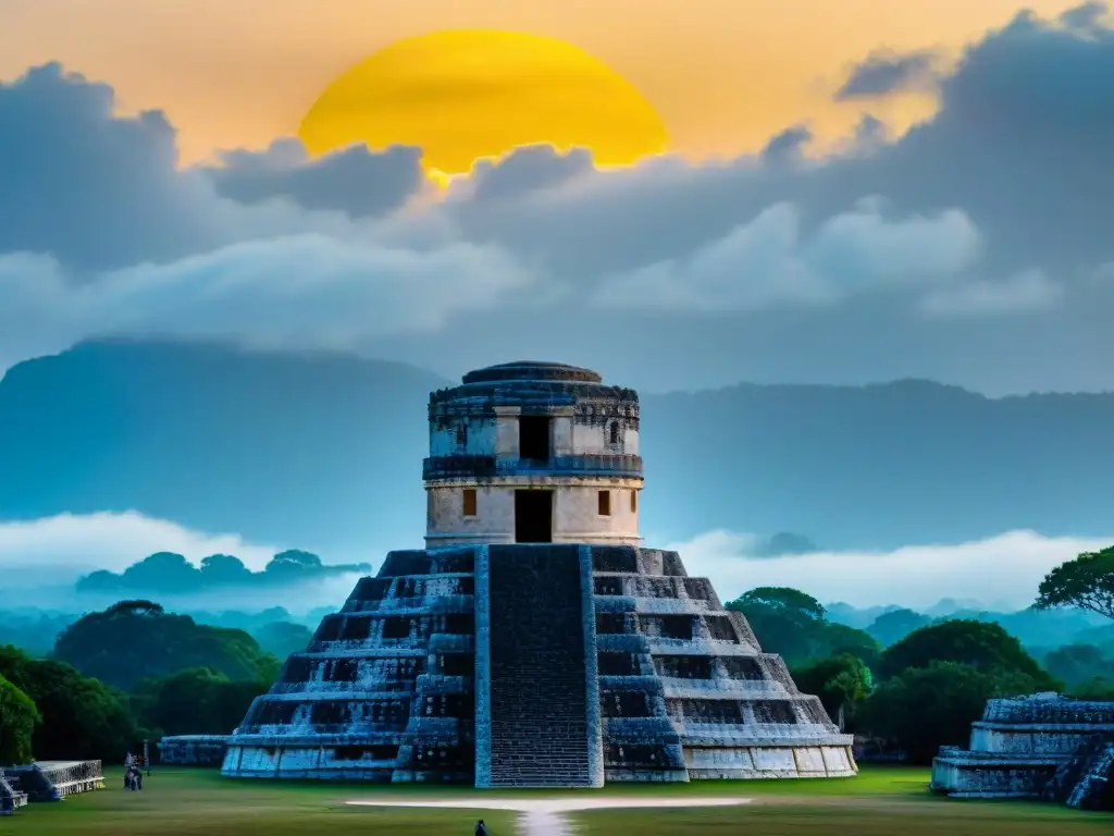 Detalle de El Caracol en Chichen Itzá, México, con uso astronómico en edificaciones mayas